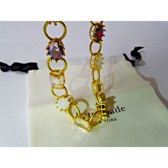 NEW Kate Spade Blooming Bling Stone Necklace Russet Multi Gold‎ WBRUG130 - Picture 6 of 7